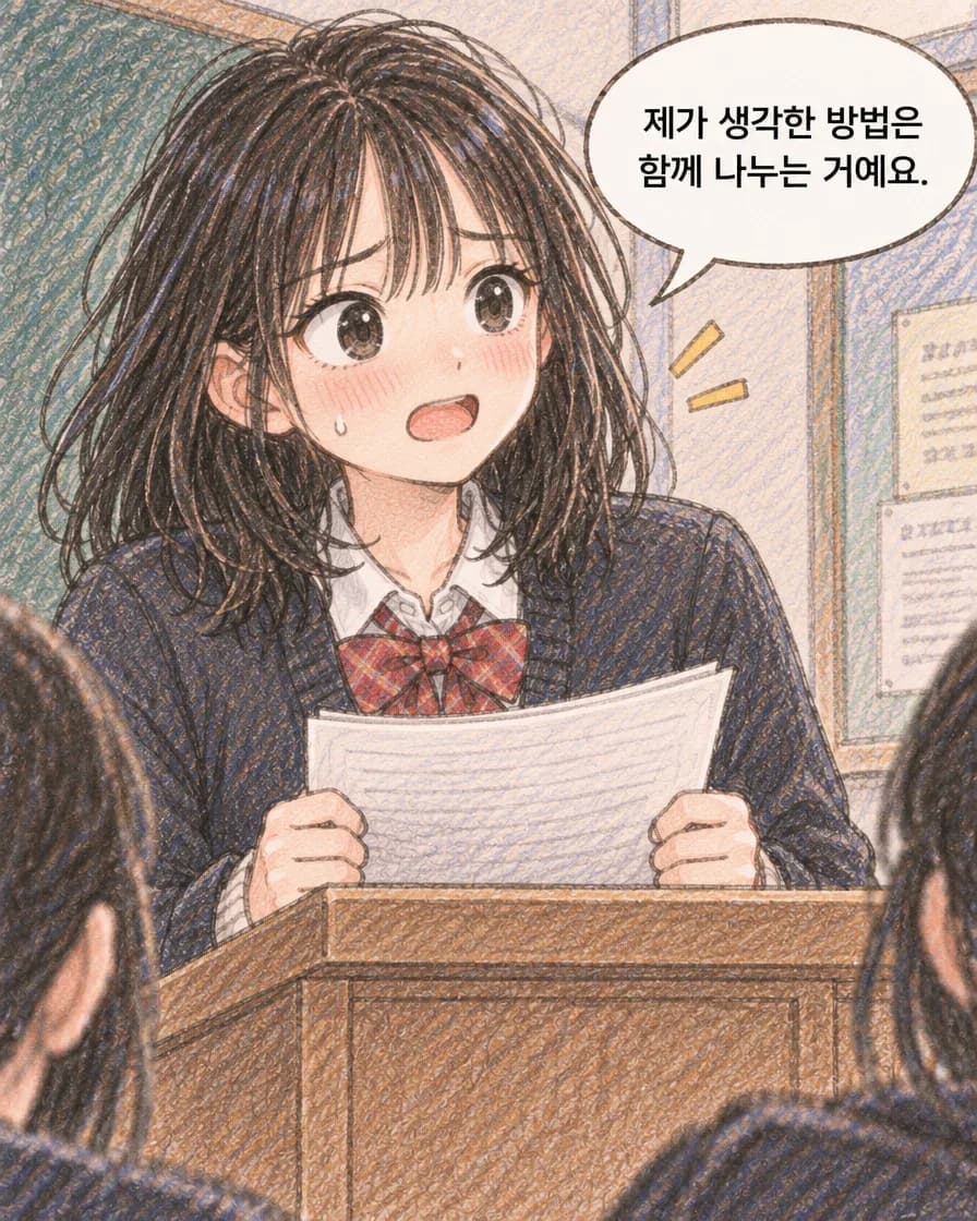소라의 첫 발표 AI 예시 만화 3번째 장면