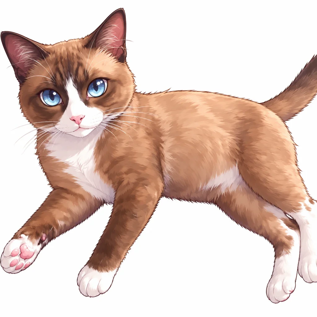 흰 배경에 파란 눈과 흰 주둥이, 흰 발이 그려진 실제 Browny 캐릭터 변환 결과
