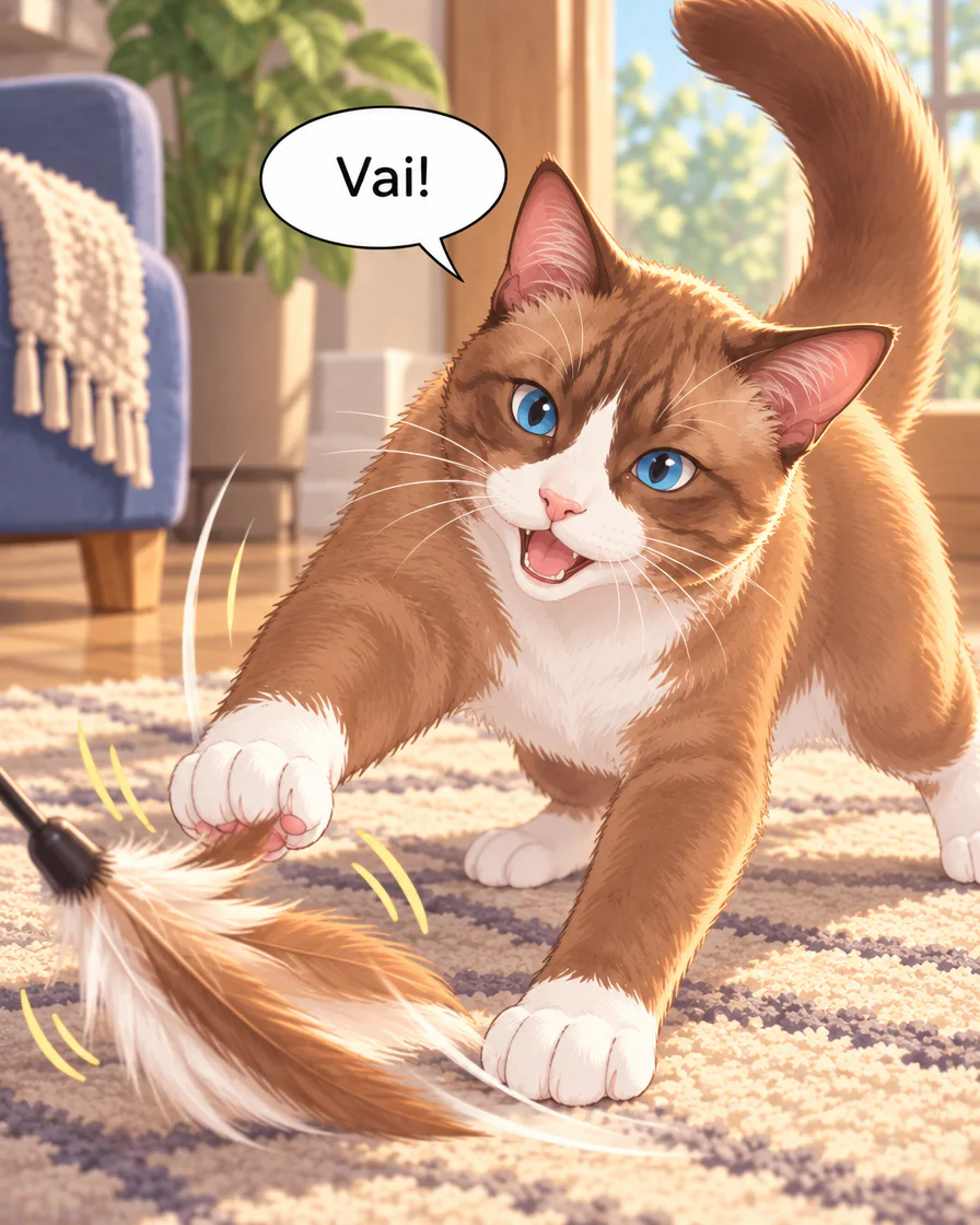 Browny spinge il gioco di piume fissato a un’astina e dice Vai! nella terza vignetta italiana