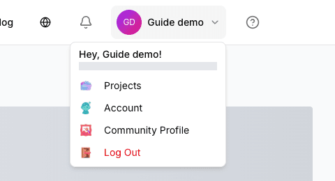 The account settings item in the top-right profile menu