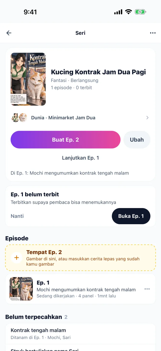 Serial · Tampilan asli aplikasi GenToon