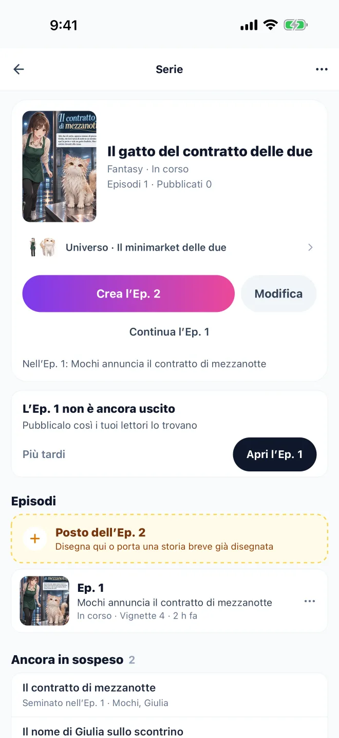 Serie · Schermata reale dell’app GenToon