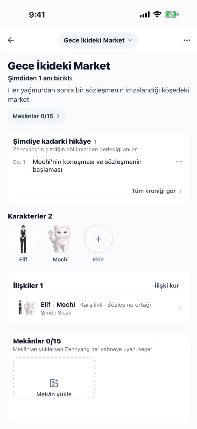 Evrenler · GenToon uygulamasından gerçek ekran görüntüsü