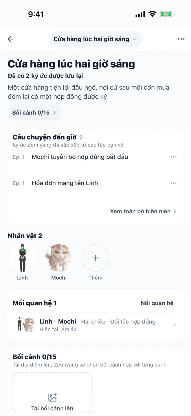 Thế giới · Màn hình ứng dụng GenToon thực tế