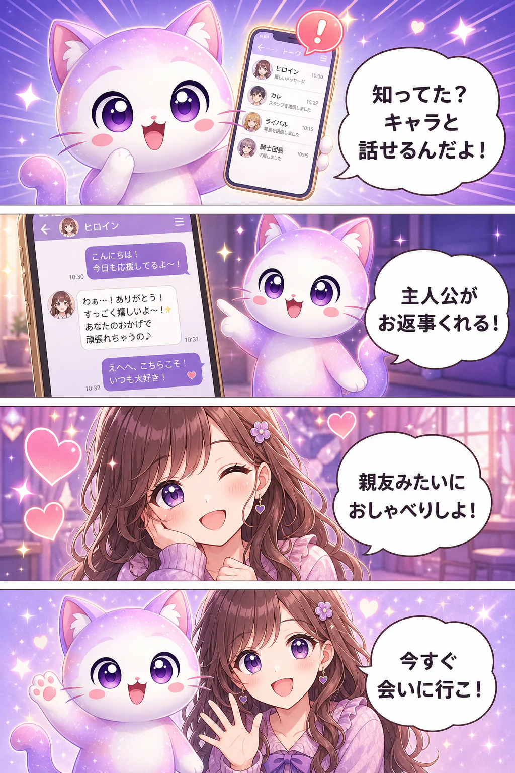 GenToonのマスコット「GenNyang」が縦読みマンガで紹介。マンガに登場したキャラとおしゃべりできます。